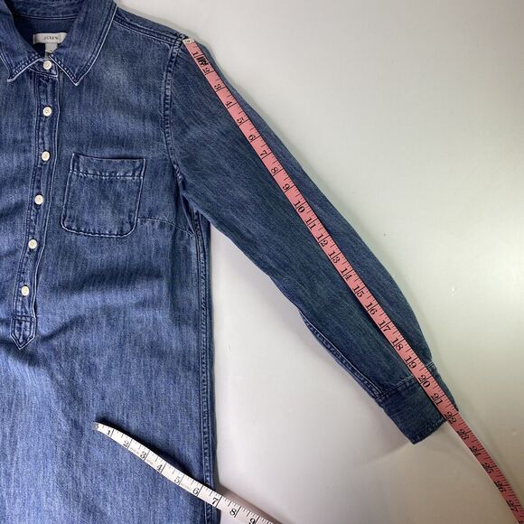 J Crew Tunic Dress Womens Size 0 Denim Chambray ASO Pretty Little Liars Preppy - Picture 11 of 12